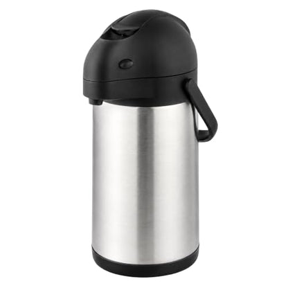 Restaurantware Met Lux 2.2 Liter Coffee Dispenser 1 Pump Lever Coffee Pump Dispenser - 24 Hour Heat Retention Built-In Handle Silver Stainless Steel Airpot Thermal Coffee Carafe For Airports - size: 74.4 Ounces