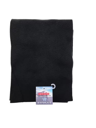 48 Pack Winter Scarves, Warm Winter Fleece Scarf Bulk Wholesale Donation Unisex Men Women - color: Black