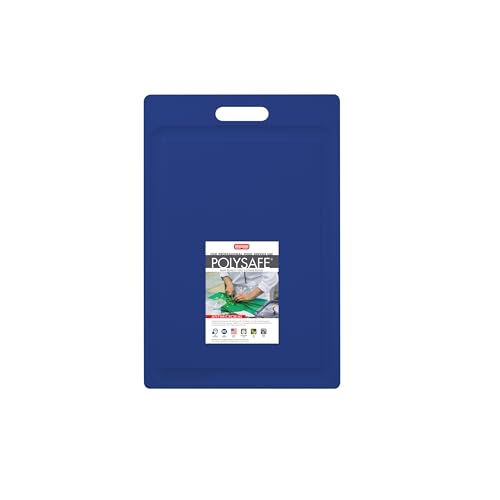 Dexas NSF Certified Polysafe Cutting Board with Handle and Juice Well, 12 x 18 inches, Reversible Kitchen Cutting Board, Blue - color: Blue, size: 18"L x 12"W