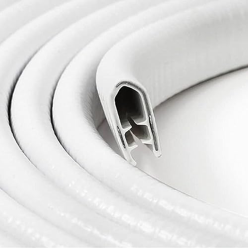 Edge Trim Black U-Channel Rubber Trim 1/2" X 3/8" Fits Edge 3/64 to 1/4 Inch Flexible PVC Edge Protector for Sharp/Rough Surfaces, Easy to Install (White, 50 Feet (15 Meter)) - color: White, size: 50 Feet (15 Meter)