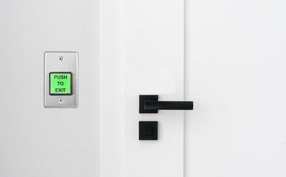 Push to Exit Button Big Square Press Button Green LED Indicator Stainless Steel Panel DC 12V 24V NC/NO/COM Output for Door Access Control System