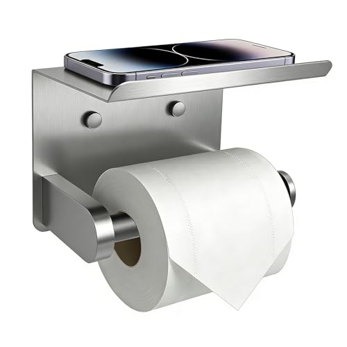 SetSail Toilet Paper Holder with Shelf, Brushed Nickel - color: Brushed Nickel, size: 1 Packs