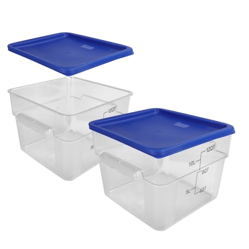 2 Pack Red Square Food Storage Container With Lid,Commercial Storage Box With Scale & Handle,Cake Making,Dough Marinating Meat,Kitchen Supplies (12 Quart) - size: 12 Quart-RED LID & MEASURING LINE