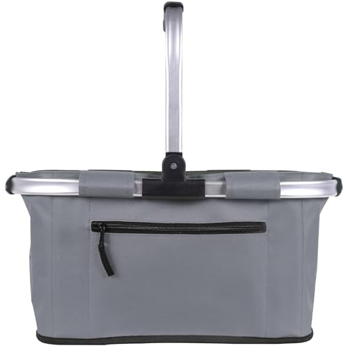 Picnic Basket, SIYUAN Shopping Basket with Handle 22L Collapsible Grocery Basket Portable Folding Basket for Marketing Reuasble, Gray - color: Light Grey