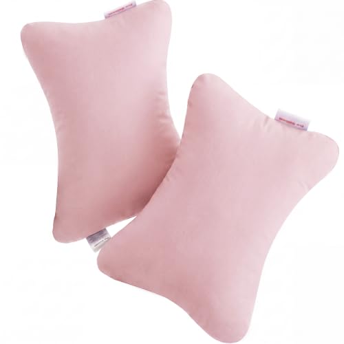 Pro Goleem 2-Pack Small Pillow, 7"x11" Soft Mini Pillow for Travel, Camping, Sleeping, Nap & Neck, Lumbar, Knee Support, for Office,Bed, Car, Air, Tiny Cushion for Kids, Pets, Adults (Pink) - color: Pink, 2-pack