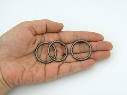 40pcs 4 Sizes O Rings Welded Strong Metal Heavy Duty Round Ring for Pet Collars Buckle Belts Strap Webbing Sewing - color: 1"(25mm) Gun Black 20pcs