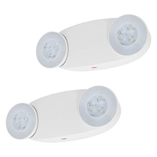 LFI Lights® High Output Emergency Light, UL 924 Listed, 650 Lumens, White, 120/277VAC Hardwired with Battery Backup, Two Adjustable LED Heads, Wall or Ceiling Mount, EL-M2WHO 2 Pack - size: 2 Pack