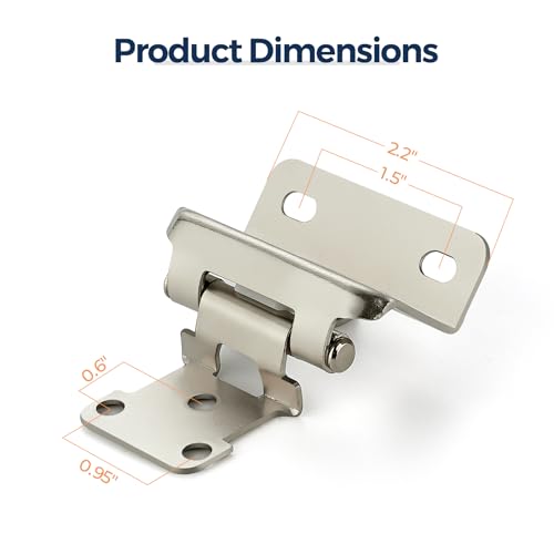 Brushed Nickel Cabinet Hinges 1/2 Inch Overlay 4 Pack(2 Pairs) - color: Brushed Nickel