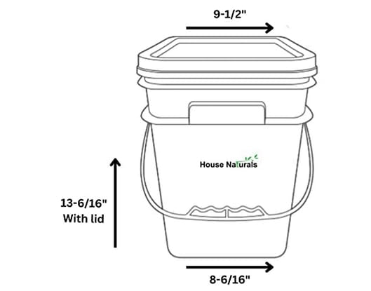 House Naturals 4 Gallon Square Food Grade Bucket Pail with Plastic Handles and Lid (Pack of 3) Made in USA containers (Aqua - Black lids) - color: Aqua - Black Lids