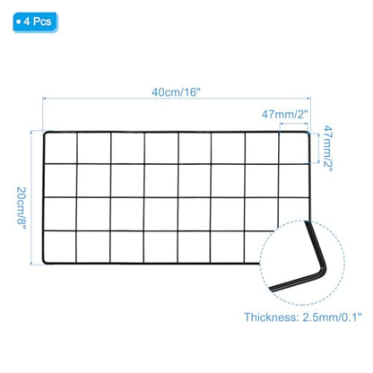 PATIKIL Wall Grid Panel Metal Wire Photo 16x8 Black 4Pcs - color: Black, size: 16x8inch