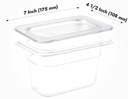 CURTA 6 Pack NSF 1/9 Size Food Pan Cover, Clear Polycarbonate Lidfor Commercial Food Pan, Dishwasher & Freezer Safe Plastic Clear - color: 1/9 Size, size: Handled Lids