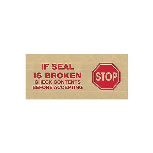 Tape Logic #7500 Pre-Printed Reinforced Water Activated Tape, -inch Stop-inch, 3-inch x 450-ft, Kraft, 10/Case (T9077500RA)