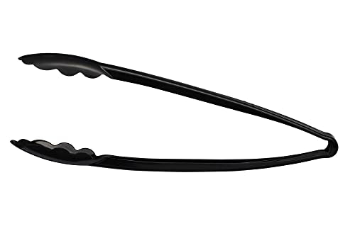 [Black Tongs 12'' Inches] Plasticpro 12'' Serving Tongs Heavy Duty Reusable Kitchen and BBQ Black Serving Tongs for party's, Caterings, Events, Buffet, Weddings, And every Day use Pack of 12 - color: Black, size: 12 x 12''