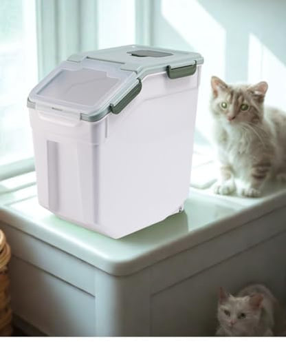 Rice Storage Container 25 lbs, 2 Packs Large Flour Storage Containers with Seal Locking Lid & Wheels, BPA Free Rice Dispenser, Measuring Cup | Scoop, for Sugar Cereal Dry Food -Green - color: 2Pcs 25LB Green