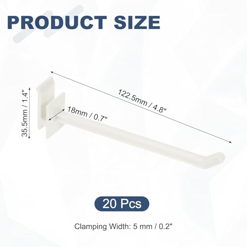 uxcell 20pcs Slat Wall Panel Hooks 4.5" Plastic Slat Wall Accessories Hooks - size: 4.5 Inch