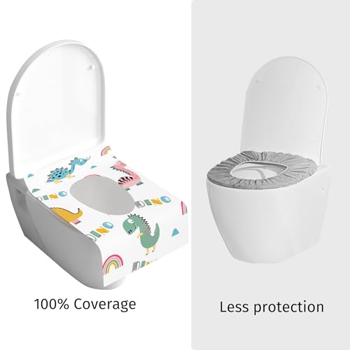Dinosaur Toilet Seat Covers Disposable 100 Pack,Large Waterproof Potty Covers for Kids,Travel-Friendly Individual Packs,Perfect for Toddlers’ Potty Training in Public Restrooms - size: 100 Pack