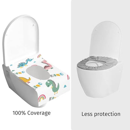 Dinosaur Toilet Seat Covers Disposable 100 Pack,Large Waterproof Potty Covers for Kids,Travel-Friendly Individual Packs,Perfect for Toddlers’ Potty Training in Public Restrooms - size: 100 Pack
