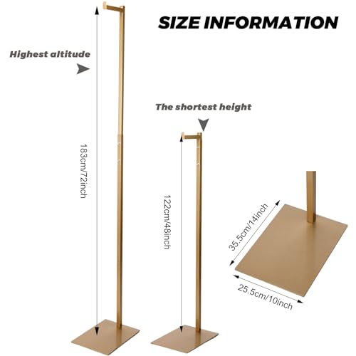 Sintuff Clothing Display Stand 48-72 Inches Adjustable Metal Rack, Gold - color: Gold