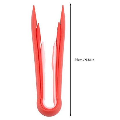 3 Sizes Toaster Tongs, Blue Multifunctional Bread Clip Anti Slip Food Clamps Heat Resistant Kitchen Baking Tools Space Saving Modern Utensils Gifts for Toaster Salad BBQ Vegetable Home Restaurant - color: Red