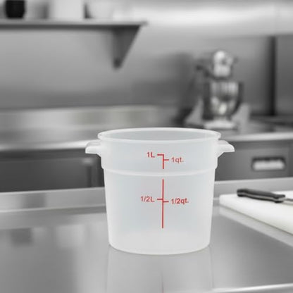 TrueCraftware- 1 Quart Round Food Storage Container Translucent Polypropylene- Commercial Reusable Food Container Canister with Measurement Markings for Meal Prep Pantry Kitchen - color: 1 Quart