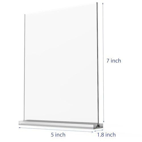 newnewshow 5“x7” Acrylic Sign Holder 6 Pack Vertical T Shape Double-Sided Desktop Display Holder - size: 6 Pack 5x7