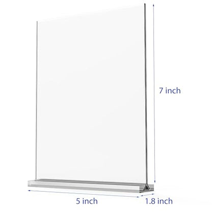 newnewshow 5“x7” Acrylic Sign Holder 6 Pack Vertical T Shape Double-Sided Desktop Display Holder - size: 6 Pack 5x7