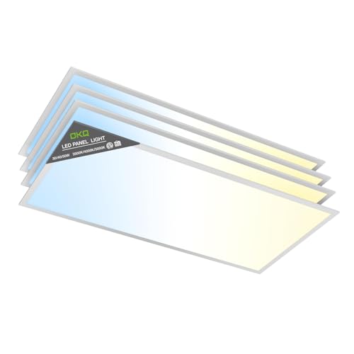 OKQ 2x4 LED Flat Panel Light Drop Ceiling Office Fixture, 5 CCT 3000K-6500K Adjustable & 5 Wattage Selectable,0-10V Dimmable, 2X4 LED Flush Mount Ceiling Light, ETL Listed 4Pack - size: 2x4FT-4Pack