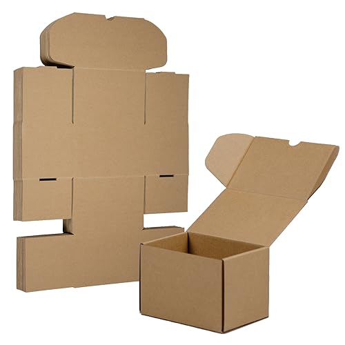 6x4x4 Inches Shipping Boxes Set of 25, Brown Corrugated Cardboard Box Literature Mailer for Packing Small Business - color: Brown, size: 6x4x4