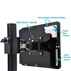 Anti-Theft Acrylic VESA Enclosure for Apple iPad mini 6/7 8.3" 2021 with Free Wall Mount Kit & 90-Degree Angle USB C Charge Cable (iPad mini 6 8.3", Black) - color: Black, size: iPad Mini 6 8.3"