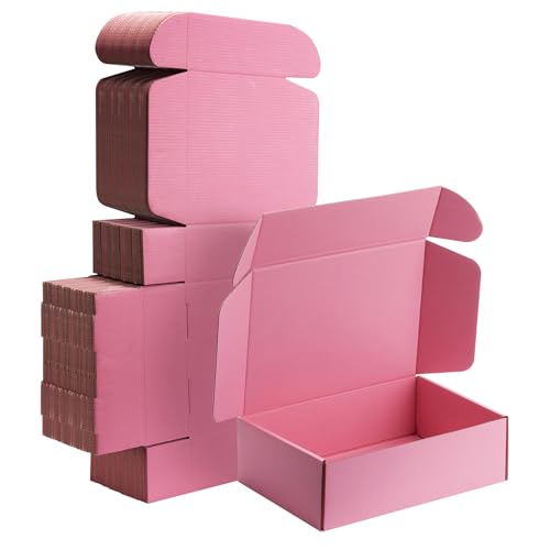 10x7x3 inch Pink Shipping Boxes for Small Business- Set of 25 - color: Pink, size: 10x7x3
