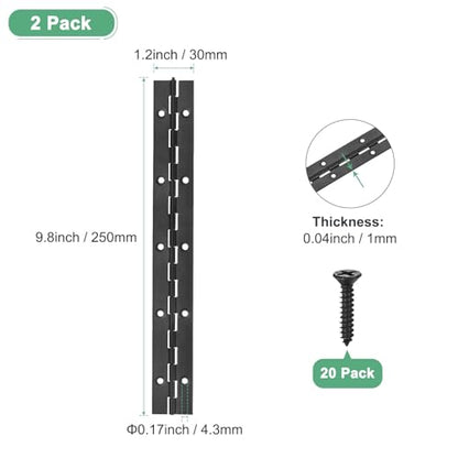 M METERXITY 2Pcs Piano Hinges 10", 1.2x0.04 Open Width Thick, Black - color: Black, size: 10x1.2x0.04"