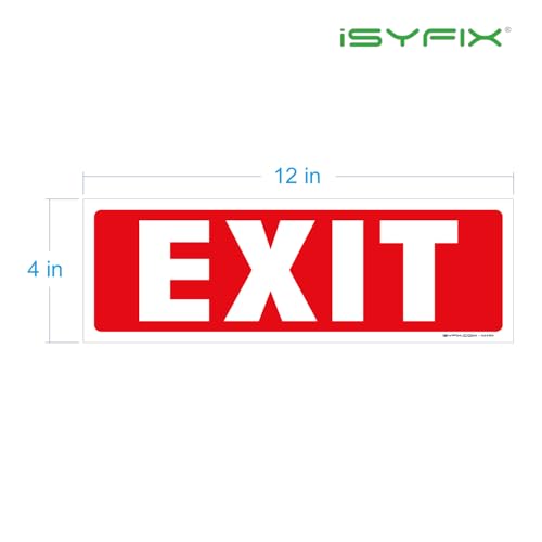 iSYFIX Exit Signs Stickers, 6 Pack, 12x4 Inch - color: Sticker, size: 6 Pk 12x4