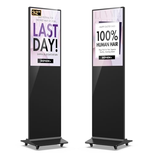 MWE 32 Inch Indoor Floor Standing Digital Signage, CMS System, Advertising Display Kiosk, LCD Screen Commercial Totem Vertical Poster Android OS - color: Black, size: 32 inch, style: NonTouch-Screen
