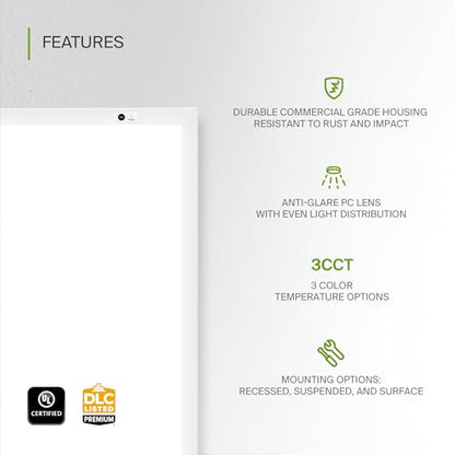 ASD 2x2 LED Flat Panel Light, Emergency Battery Backup UL DLC 4 Pack - color: 2x2, size: 4 Pack