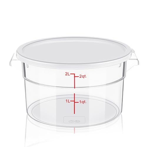 Ziliny 1 Pcs 2 Qt Dough Proofing Container with Lid and Red Scale, White - color: White, size: 2 Qt