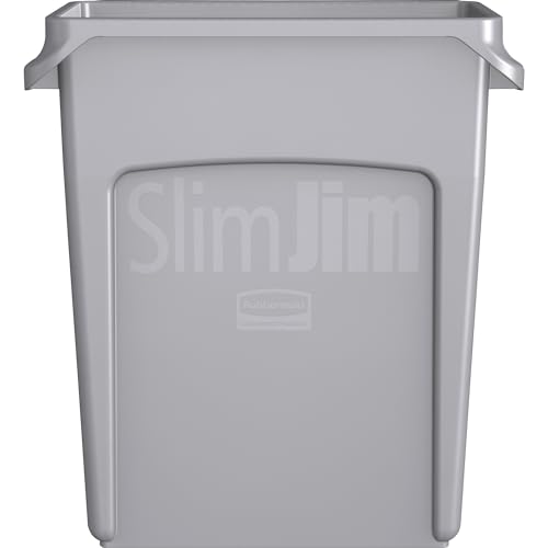 Rubbermaid Commercial Products Slim Jim Can, Gray, 16-Gal, Pack of 4 - color: Gray, size: 16 Gal