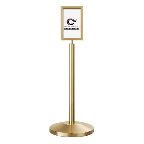 CCW 7 X 11 Inch Vertical Pedestal Floor Sign Frame, Polished Brass - color: Polished Brass, size: 7 x 11 Inch Vertical