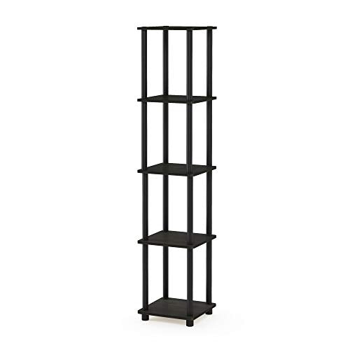 Furinno Turn-N-Tube Toolless 5-Tier Square Storage Shelves, Espresso - color: Espresso/Black, size: 5-Tier Round Tube