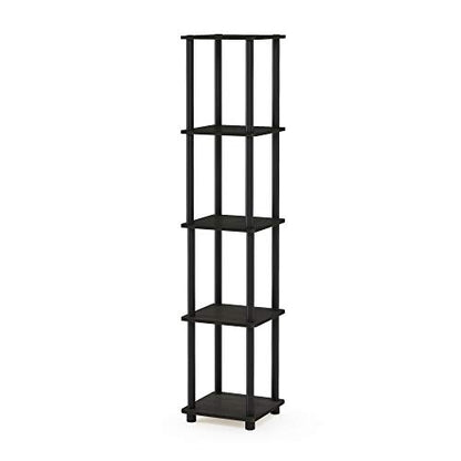 Furinno Turn-N-Tube Toolless 5-Tier Square Storage Shelves, Espresso - color: Espresso/Black, size: 5-Tier Round Tube