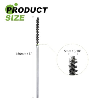 HARFINGTON 2pcs Wire Bore Brush Set 6 Inch Length 5/32 Inch Shank Stainless Steel Bristles Cleaning Brush for Clean Car Part Tube Kitchen Garage - size: 6 x 5/32 Inch