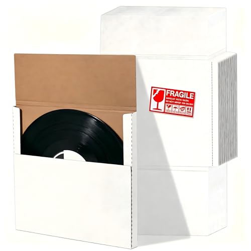 Vinyl Record Shipping Boxes, 30 Pack, 12.6x12.6x0.39 Inch