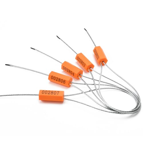 1000PCS Steel Cable Seals Metal Security Seal Numbered Metal Truck Trailer Seals Security Tags Tamper Evident Tags Container Seals Pull Tight Steel Wire Seals - color: Orange, size: 1000 PCS