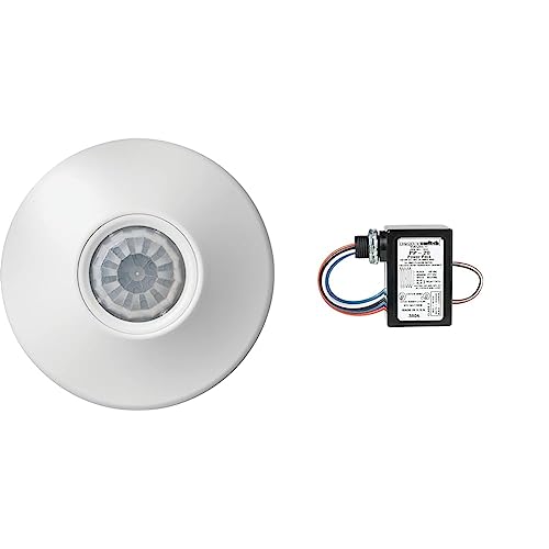Sensor Switch CM 9 Contractor Select Ceiling Mount Occupancy Sensor, 12 Foot Radius, White and Sensor Switch PP20 Contractor Select Power Pack Relay Circuit Protection 120/277 VAC, Black Bundle
