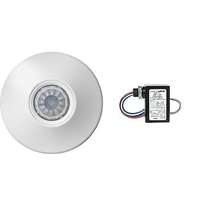 Sensor Switch CM 9 Contractor Select Ceiling Mount Occupancy Sensor, 12 Foot Radius, White and Sensor Switch PP20 Contractor Select Power Pack Relay Circuit Protection 120/277 VAC, Black Bundle