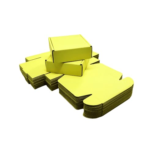 50 Pack 6.3x6x1.6 in Lemon Yellow Shipping Boxes - color: Lemon Yellow, size: 6.3x6x1.6 in