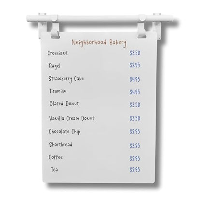 Hanging Menu Contemporary Style Chalkboard Sign, Metal Menu Display 22x28 Magnetic Surface Cafe Bar Sign for Business Price Menu (White) - color: White Frame/White Board