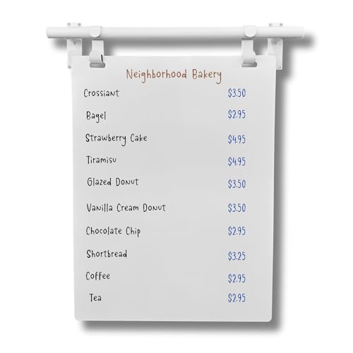 Hanging Menu Contemporary Style Chalkboard Sign, Metal Menu Display 22x28 Magnetic Surface Cafe Bar Sign for Business Price Menu (White) - color: White Frame/White Board