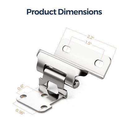 Polished Chrome Cabinet Hinges 1/2 Inch Overlay 4 Pack(2 Pairs) - color: Polished Chrome
