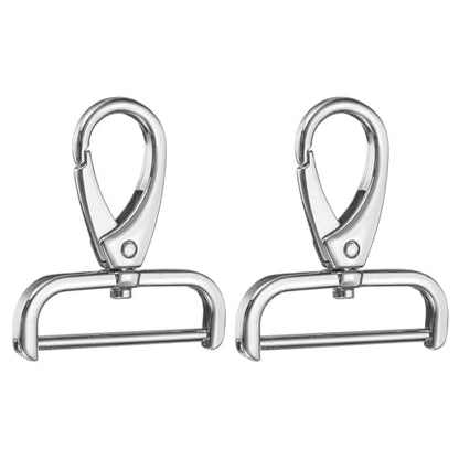 HARFINGTON 2Pcs Detachable Snap Hook Swivel Clasp 1 1/2" D Ring with Swivel Lobster Claw Clasps Hook for Purse Strap Keychain Bag DIY Craft, Silver - color: Silver, size: 1 1/2"