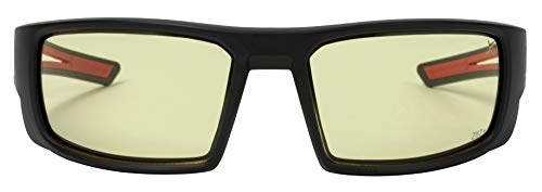 X Power ANSI Z87+ Safety Sunglasses Impact Resistant Polycarbonate Lens & Double Injection Frame - color: 002 Matte Black & Red Frame / Yellow Lens